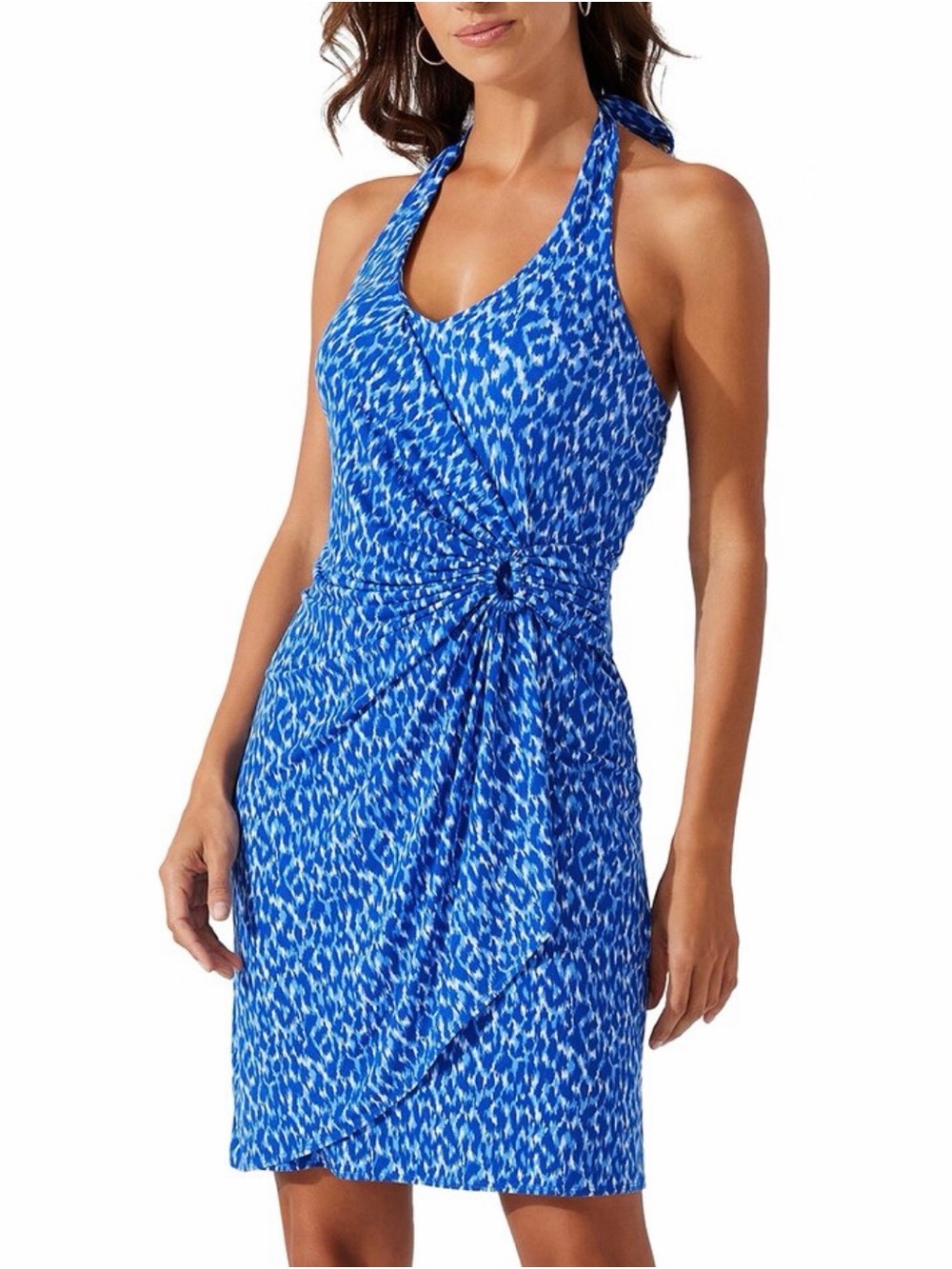 Tommy Bahama Blue Clara Halter Wrap Dress